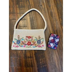 St John's Bay Floral‎ Embroidered Woven Purse & Card Holder Isaac Mizrahi RFID